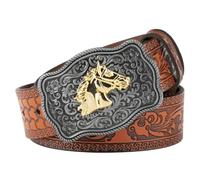 JIARY Cinturones occidentales para hombres y mujeres, cinturones de vaquera, cinturones de vaquero country occidental, hebilla de cinturón country, cinturones de caza,B orange,115CM/45IN