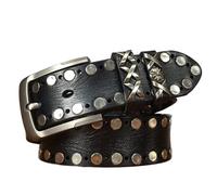 JIARY Elegantes Cinturones de Cuero de Vaca Casuales con Tachuelas para Hombres para Jeans Cinturón con Remaches de Punk Rock con Hebilla para Hombres,Negro,110CM/43.3''