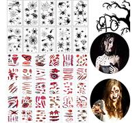 JIASHA Halloween Zombie Narben Temporäre Tattoos Wasserdicht Gefälschte Blut Aufkleber Wunde Aufkleber Tätowierungen schminken Make-up für Party Prop Dekorationen