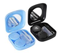 JIASI&JIESY 2 Piezas Estuche de Lentillas, Porta Cajas de Lentillas, Caja de Lentes de Contacto Kit de Funda con Espejo Incorporado, para Viajes a Domicilio