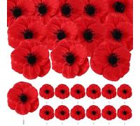 JiaUfmi 32 broches de flores artificiales de amapola roja y negra a granel para el Día de los Caídos, no olvidemos que olvidemos la cabeza de flor falsa, regalos para mujeres y hombres, héroes y