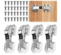 Jiavlyx 4 Piezas Bisagras Para Muebles De Cocina, 90 Grados Bisagras, 112 × 43mm Bisagra Puertas Madera De Cierre Suav, Con Muelle Hidráulico +32 Tornillo, Para Armarios, Zapateros, Cajones