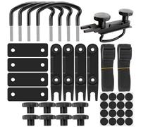 Jiavlyx 4 Piezas Soportes Universales para Cofre De Techo, Soporte para Caja De Techo, U Pernos para Caja De Techo, Kit De Montaje De Caja De Techo, con 8 Contratuercas Y 2 Vendajes