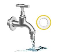 Jiavlyx Acero Inoxidable 304 Grifo Universal De JardíN, 3/4" Grifo Jardin, Resistente Al Óxido Y Las Heladas Grifo Exterior, Con Tope De Agua De 10m, Para Jardín, Lavadora(Rosca De 3/4")