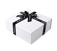 JiaWei Caja de Regalo 24x24x9.5 cm Pequeña, Lujosa Caja para Regalo con Tapa Magnética y Lazo para Boda, Navidad, Cumpleaños, Aniversario - Blanco