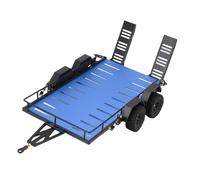 Jiawu 1/18 RC Remolque para Transportar Detrás del Automóvil, 4 Ruedas Metal Flatedbed Trailer con Enganche de Gancho para TRX4M 1/18 RC Castler Car, Aleación de Aluminio (Blue)