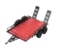 Jiawu 1/18 RC Remolque para Transportar Detrás del Automóvil, 4 Ruedas Metal Flatedbed Trailer con Enganche de Gancho para TRX4M 1/18 RC Castler Car, Aleación de Aluminio (Rojo)