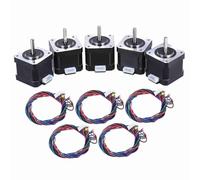 Jiawu 5 Piezas Nema 17 Motor Paso A Paso 2 Fases 1,8 Grados 0,4 N.M 0,9 A 42 Mm Impresora 3D CNC Motor A con Cable de Plomo Kit de Accesorios de Repuesto (5PCS)