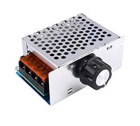 Jiawu AC 220V 4000W SCR Controlador de Velocidad Motor Regulador de Voltaje Electrónico Alta Potencia para Control de Temperatura de Horno Eléctrico con Perilla y Cubierta de Fusible