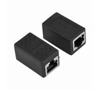 Jiawu Acoplador Adaptador LAN de Red RJ45 Hembra a Hembra, Paquete de 2 Conectores Extensores Ethernet para Cat6 Cat5e, Conector RJ45 Blindado, Fácil Conexión y Transmisión Estable, Negro