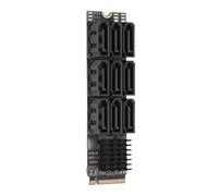 Jiawu Adaptador Convertidor M.2 Nvme M Key PCIE3.0 X2 a 9 Puertos Serial ATA 3.0 con Disipador Térmico, Amplia Compatibilidad para Múltiples Sistemas Operativos