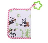 Jiawu Álbum de Fotos Baby My First con Mordedor y Espejo de Seguridad, Material Repelente Al Agua, Recuerdo Portátil para Momentos Familiares en Movimiento (Panda Rosa)