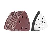 Jiawu Almohadilla de Lijado Triangular de 90 Mm, 6 Orificios, 61 Piezas de Papel de Lija Multiherramienta Oscilante, Almohadillas de Lijado Resistentes Al Desgaste para Pulir Madera, Metal, Piedra y