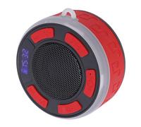 Jiawu Altavoz de Ducha Bluetooth con Ventosa Reloj LED Luces RGB Sonido Estéreo Impermeabilización Altavoz Bluetooth Portátil para Baño Al Aire Libre (Rojo)