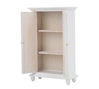 Jiawu Armario de Casa de Muñecas, Armario de Doble Puerta de Madera Blanca en Miniatura a Escala 1:12, con Detalles Realistas para Decoración de Dormitorio de Casa de Muñecas y Configuración Interior