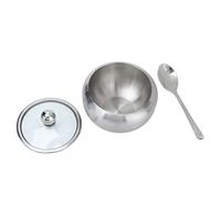 Jiawu Azucarero, Azucarero de Acero Inoxidable con Tapa Transparente y Cuchara, Salero para Almacenamiento de Condimentos de Cocina, 3,94 X 3,35 X 2,17 Pulgadas