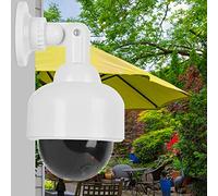 Jiawu Cámara de Seguridad Falsa Impermeable para Interiores y Exteriores, Cámara de Vigilancia Simulada con Luz LED Roja Intermitente, Diseño de Cúpula Realista para Disuasión de Robos en el Hogar y
