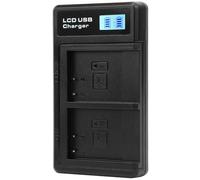 Jiawu Cámara Digital LCD Cargador Dual para Batería NP-BN1, Diseño Compacto y Portátil, para Entusiastas de la Fotografía Al Aire Libre, Entrada 5V 2A 10W, Plástico Negro