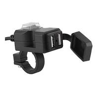 Jiawu Cargador para Manillar de Motocicleta, USB Dual, 12V, Resistente Al Agua, 5V, 1A/2.1A, Toma de Corriente para Teléfono, Montaje en Espejo para Vehículo Eléctrico (12-24V)