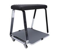 Jiawu Carro de Pedicura Portátil con Bandeja con Ruedas Giratorias y Patas de Acero Inoxidable, Taburete Ergonómico para Pediluvio para Manicura Belleza en Negro