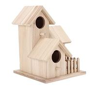 Jiawu Casa para Pájaros de Exterior, Madera de Paulownia, Diseño de 3 | Caja nido para pájaros salvajes, Color madera natural, decoración de jardín, no tóxica, atrae varios pájaros