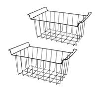 Jiawu Cesta de Almacenamiento de Alambre para Congelador, Paquete de 2 Contenedores Organizadores Colgantes para Refrigerador, Estante de Alambre de Almacenamiento de Congelador de Metal con (Largo