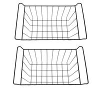 Jiawu Cesta de Almacenamiento de Alambre para Congelador, Paquete de 2 Contenedores Organizadores Colgantes para Refrigerador, Estante de Alambre de Almacenamiento de Congelador de Metal con (Largo