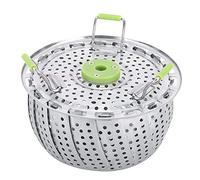 Jiawu Cesta de Plegable de Acero Inoxidable, Rejilla de de Verduras Expandible, Vaporizador de Alimentos de Cocina con Extraíble, para Cocinar Huevos, Albóndigas de Pescado