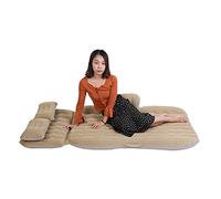 Jiawu Colchón Inflable, Colchón de Aire Resistente para Viajes de Camping, Cama de Aire para Coche con Almohadas Inflables y Taburetes para Actividades en Interiores y Exteriores (Beige)