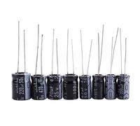 Jiawu Condensador Electrolítico, 1uF-2200uF 16V-50V Surtido de Condensadores Radiales, Kit de Componentes Electrónicos con Bolsas de Plástico para Circuitos, Entusiastas del Bricolaje, Aficionados,