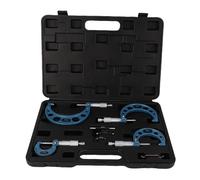 Jiawu Conjunto de Micrómetro Externo, 4 PCS Machinist, Conjunto de Herramientas con Puntas de Carburo, Graduación de 0.01 Mm, Rango de Medición de 0-100 Mm, Precisión Profesional