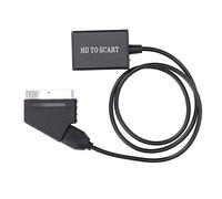 Jiawu Convertidor a SCART, Adaptador de Alta Definición Plug and Play Que Admite Estándares de Salida Dual, Convertidor de Vídeo SCART con Adaptador de Corriente para Televisores NTSC PAL