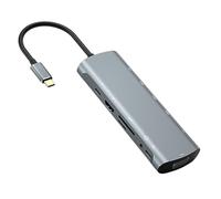 Jiawu Convertidor Tipo C de Estación de Acoplamiento 12 en 1 para Resolución 4K * 2K, Decodificación de, Adecuado para Varios Dispositivos