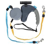 Jiawu Correa de Tracción de Doble Cabeza de Mascota para Dos Perros Caminando Al Aire Libre Material ABS Ligero (Gray)