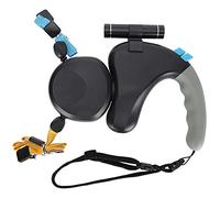 Jiawu Correa Doble para Perro, Correa Retráctil para Perro con Luz LED para Dos Perros, Correa Extensible para Mascotas de Doble Cabeza con Cuerda Ajustable de 9.8 Pies, 360° sin Enredos(Negro)