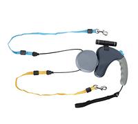 Jiawu Correa Doble para, Correa Retráctil para con Luz LED para Dos s, Correa Extensible para Mascotas de Doble Cabeza con Cuerda Ajustable de 9.8 Pies, 360° sin Enredos(Gris)