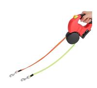 Jiawu Correa para Pasear Mascotas, Correa Retráctil para Perros de Doble Cabeza con Botones de Control Independientes Giratorios de 360 Grados, Luces LED para Seguridad Nocturna y Correas de