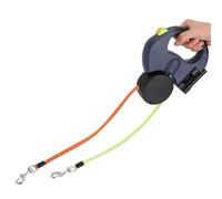 Jiawu Correa para Pasear Mascotas, Correa Retráctil para Perros de Doble Cabeza con Botones de Control Independientes Giratorios de 360 Grados, Luces LED para Seguridad Nocturna y Correas de