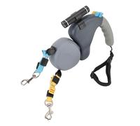 Jiawu Correa Retráctil para 2 Perros con Luz LED, Correa para Perros de Doble Cabeza con Rotación de 360°, Doble para con Amortiguación para 2 de hasta 50 Libras Cada uno, Ergonómico de Nylon (Gray)