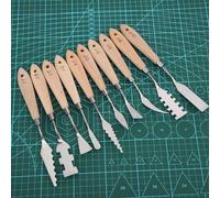 Jiawu Cuchillo Raspador, 10 Piezas de Acero Inoxidable con Buen Agarre y Dureza Moderada, Cuchillo para Pintura Al óleo, Herramienta de Pintura con Varios Tamaños para Artistas de Al óleo (Paquete