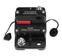 Jiawu Disyuntor de Audio para Automóvil, Protección contra Sobrecorriente de Reinicio Manual de 12 V-42 V CC, Reemplazo de Portafusibles en Línea con Cubierta Impermeable para Amplificador de (80A)