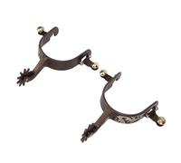 Jiawu Espuelas de Vaquero Occidental de Bronce Vintage, 2 Piezas, Espuelas de Caballo de Acero con bajo Contenido de Carbono con Engranaje Giratorio para Montar a Caballo, Talladas Antiguas para