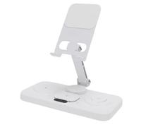 Jiawu Estación de Carga Inalámbrica, Estación de Carga de Teléfono de Diseño Plegable de Rápida de 15 W, de 6 en 1 con Reloj Despertador Luz Ambiental de 6 Colores Soporte Giratorio Plegable para