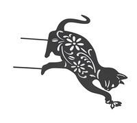 Jiawu Estatuilla de Gato Negro, Linda Silueta de Metal de Diseño Hueco, Llamativa Decoración de Jardín con Apariencia Vívida para el Hogar, Patio Trasero, Protección de Tierras de Cultivo contra