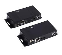 Jiawu Extensor KVM USB, Control de Teclado/ratón USB 1080p 60 Hz, Vídeo a Través de Cable Ethernet Cat5e/6, Latencia Cero para Cine en Casa, Transmisor y Receptor de 196 Pies (Enchufe de la UE)