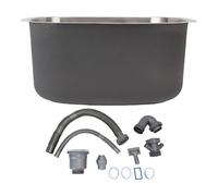 Jiawu Fregadero de Cocina, 15.2 X 12.8 X 7.3 Pulgadas Kit de Fregadero de Estación de Trabajo de Acero Inoxidable, Montaje Superior/Caída en Cuenca de un Solo Tazón con Manguera