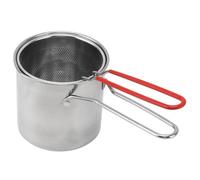 Jiawu Freidora de Acero Inoxidable 304 con Cesta Coladora, Mini Sartén para Pescado Tempura, Camarones, Pollo Frito, Freidora Portátil que Ahorra Aceite para Picnics Al Aire Libre y Uso Doméstico