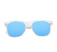 Jiawu Gafas Musicales para Traducción Potente con Lentes UV400 para Luz Azul y Conversaciones Telefónicas (Lente Azul con Marco Blanco.)