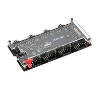 Jiawu Hub de Ventilador de Caja 2 en 1 PWM ARGB con Control Remoto Inalámbrico, Concentrador de Controlador de Ventilador de PC Compatible con Sincronización de Placa Base y Control Remoto para 8