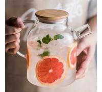 Jiawu Jarra de Agua de Vidrio de 1800 Ml con Tapa, Juego de Bebidas de Alto Borosilicato Resistente Al Calor para té Helado, Bebidas Frías y Refrigerador, Jarra Transparente de Diseño Nórdico con